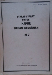 Syarat-syarat untuk Kapur Bahan Bangunan NI-7