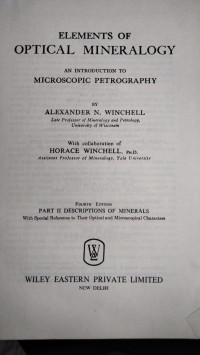 Elements Of Optical Mineralogy: An Introduction To Microscopic Petrography Part II Descriptions Of Minerals
